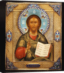 A Silver-Gilt And Cloisonne Enamel Icon Of Christ Pantocrater, 1895 giclee art print