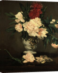 Vase with peonies on a pedestal giclee art print