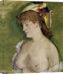 Blonde with bare breasts giclee art print