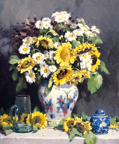 Sunflowers and Cosmos by Pat Moran