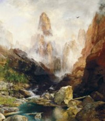 Mist in Kanab Canyon Utah 1892 by Moran