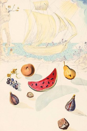 Ship and Fruits steinsig by Salvador Dali
