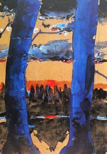 Zwei blaue Buchen by Horst Janssen