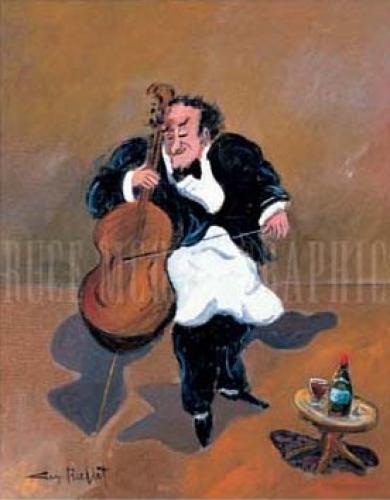 Cellist with Red Wine by Guy Buffet