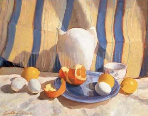 Pitcher with Eggs and Oranges by Tony Saladino