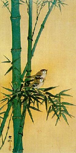 Birds In Bamboo Tree by Shoson