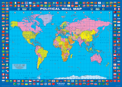 Political World Map Flags by Maxi Posters