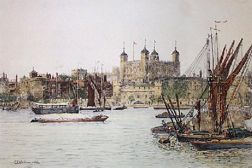 Tower of London Restrike Etching by Holloway