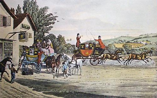 London Mail and Stage Coach Restrike Etching by James Pollard