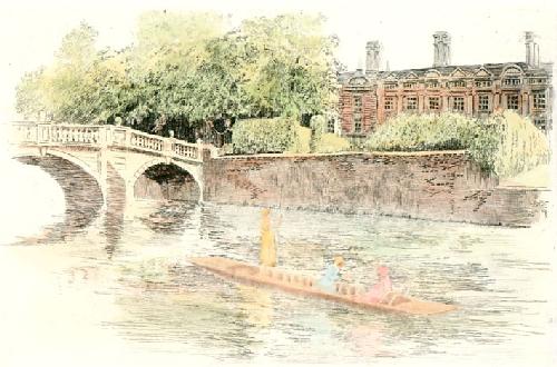 Cambridge View Clair College Restrike Etching by Anonymous