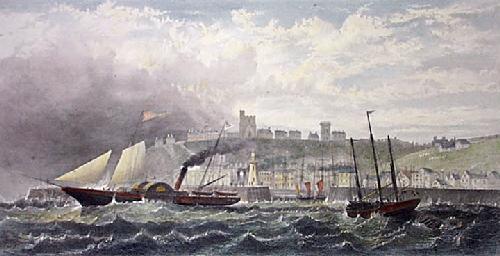 Folkestone and Mail Steam Packet Restrike Etching by GH Andrews