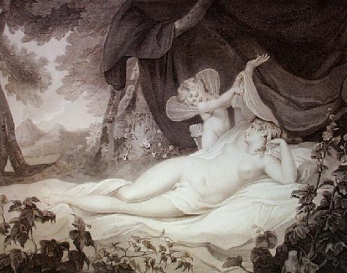 Cupid Unveiling Venus Restrike Etching by Francis Wheatley RA