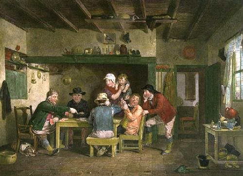 Card Players Restrike Etching by Wilkie