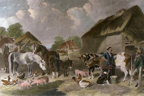 An English Farmyard Restrike Etching by John Frederick Herring