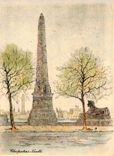 Cleopatras Needle Restrike Etching by Anonymous