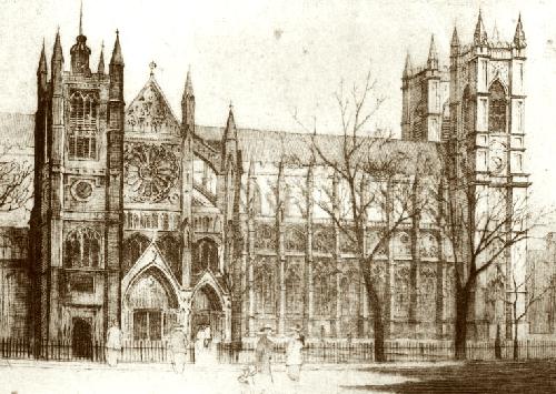 Westminster Abbey Restrike Etching by Anonymous