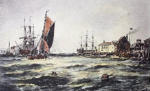 The Harbour in a Swell Restrike Etching by Thomas Bush Hardy