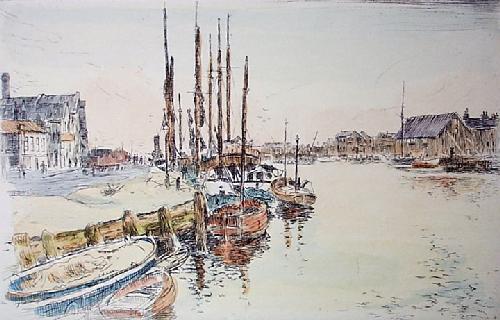 The Old Quay Poole Restrike Etching by Anonymous