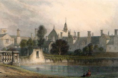 Trinity College from St Johns Restrike Etching by Bell