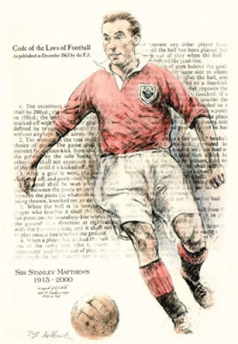 Football  Stanley Matthews (Restrike Etching) by Terence Gilbert