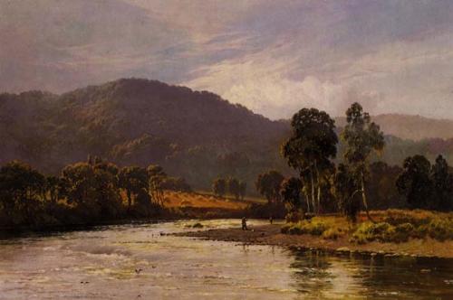A Highland Salmon Pool by Alfred de Breanski image