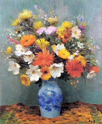 Cosmos And Dahlias by Marcel Dyf image