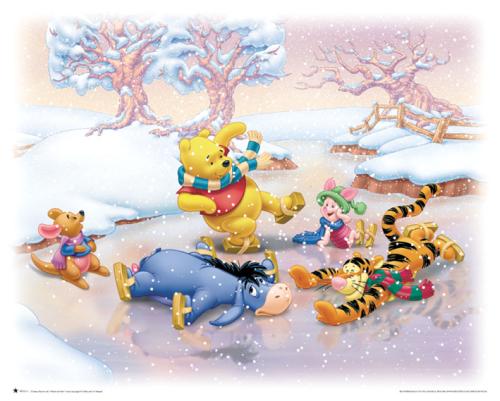 Winnie the pooh Skating by Mini Posters
