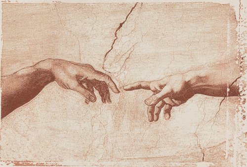 Creation of Adam (hand detail) by Michelangelo image