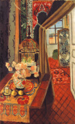 Interieur with Flowers and Parrots art print