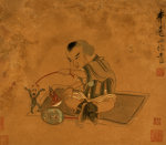 A Child Playing With Marionettes art print