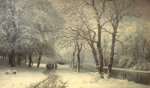 A Winter Landscape With Horses And Carts By A River, 1882 giclee art print