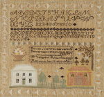 Silk-On-Linen Needlework Sampler. Hardwick, Massachusetts giclee art print