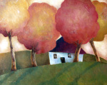 Cottage under Autumn Canopy giclee art print