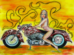 Girl on a Motorcycle giclee art print