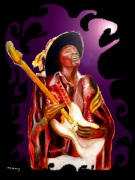 Jimi Hendrix Variations in Purple and Black giclee art print