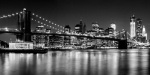 Night Skyline - Brooklyn Bridge b&w giclee art print