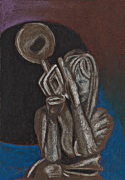 Woman with trumpet giclee art print