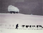 Cows in a snowstorm giclee art print