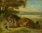 Lion and Alligator, 1863 giclee art print