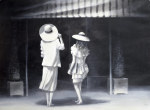 Mother and Daughter Outside a Restaurant art print