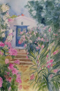  Door with Oleander and Geraniums giclee art print