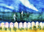 Beach Huts and Dunes art print