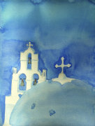 Cupola in Santorini giclee art print