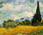 Wheat Field with Cypress Trees art print
