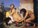 Young Greeks at a cock fight giclee art print