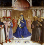 Madonna enthroned with six saints and angels giclee art print