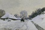 The cart. Route in the snow near Honfleur giclee art print