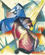 Two Horses Red And Blue art print