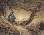 Two Men, Looking At The Moon art print