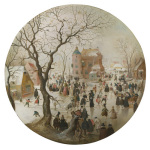 A Winter Scene with Skaters near a Castle giclee art print